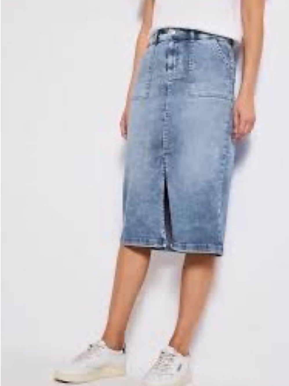 dc jeans Light Blue Denim Midi Pencil Skirt with Front Slit